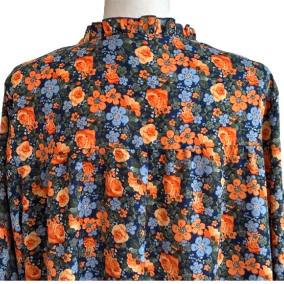 Kirundo Dress Floral Print Long Sleeve Tie Neck Ruffle Boho Swing Mini Large - Picture 7 of 12